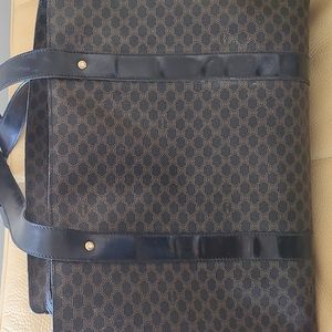 CELINE Black Canvas and Black Leather Trim Tote Shoulder Bag Triomphe